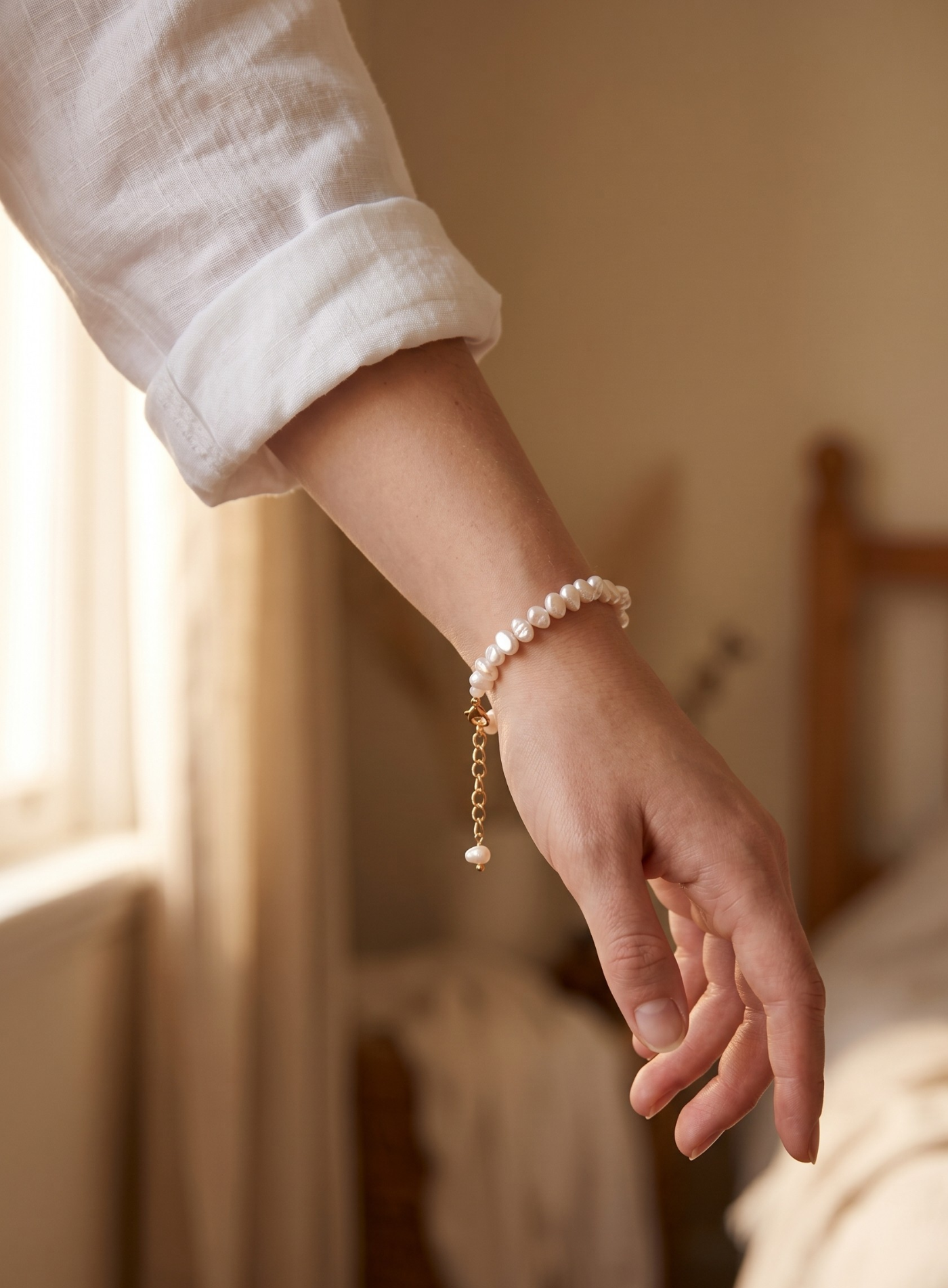 Perlestille armbånd