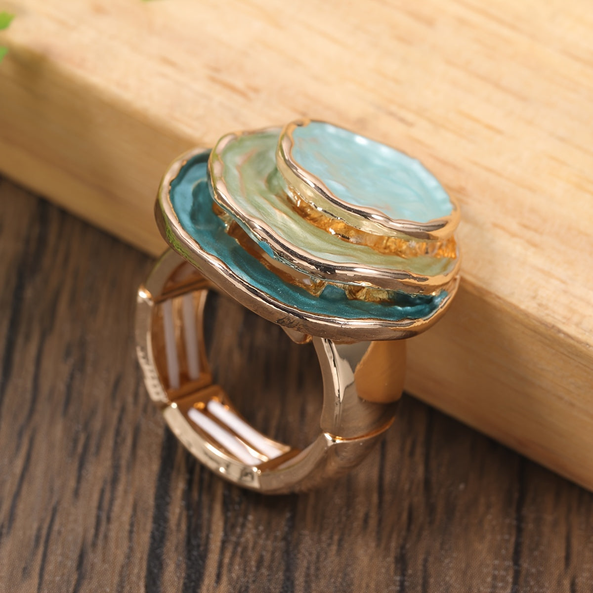 Boho Ring med Tre Lag Emalje