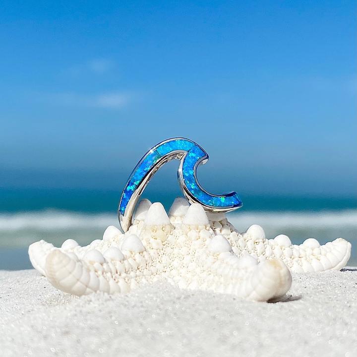 Anillo Ola del Mar en ópalo y plata