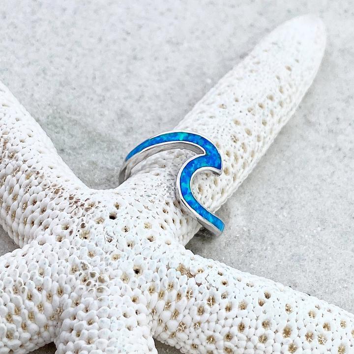 Anillo Ola del Mar en ópalo y plata