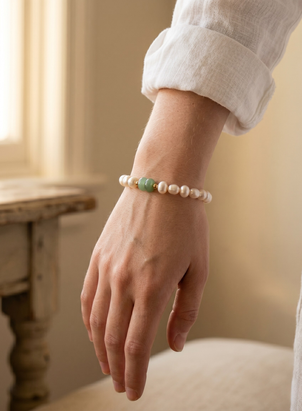 Grøn Perle Armbånd