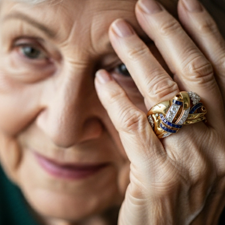 Vintage Guldring med Blå Zircon