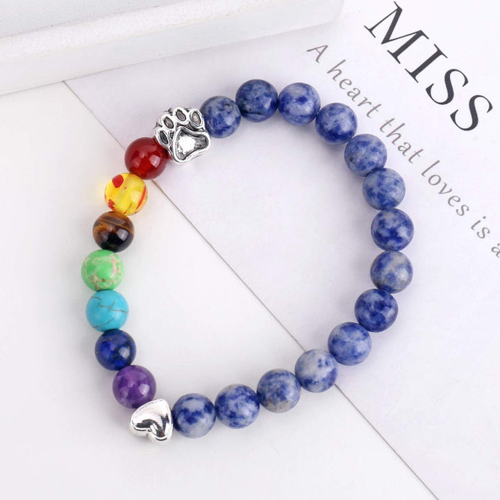 Pulsera Memorial Puente Arcoíris – Darilo z 7 Kamenčki Čaker za Izgubo Hišnega Ljubljenčka