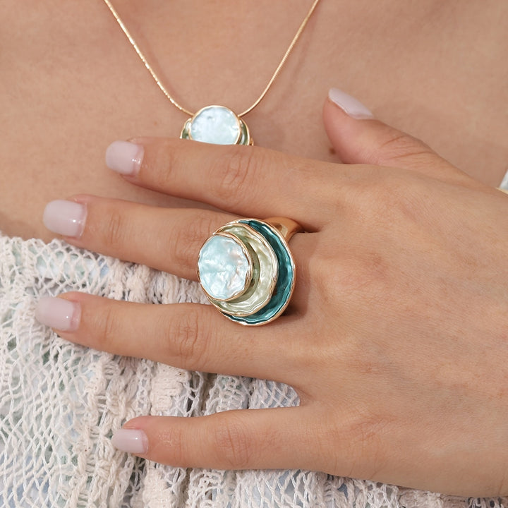 Boho Ring med Tre Lag Emalje