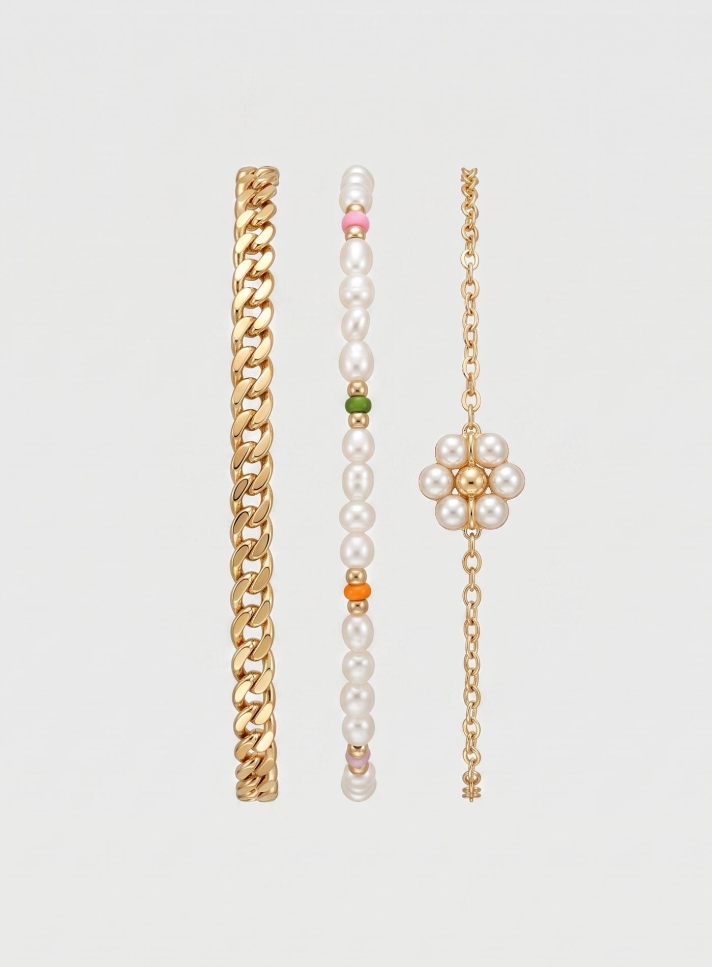 Sæt af Armbånd i Guld og Perler