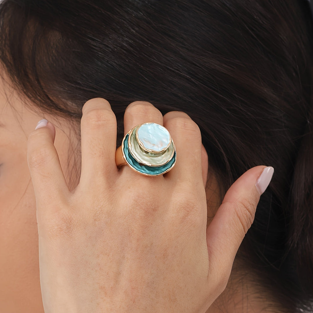 Boho Ring med Tre Lag Emalje