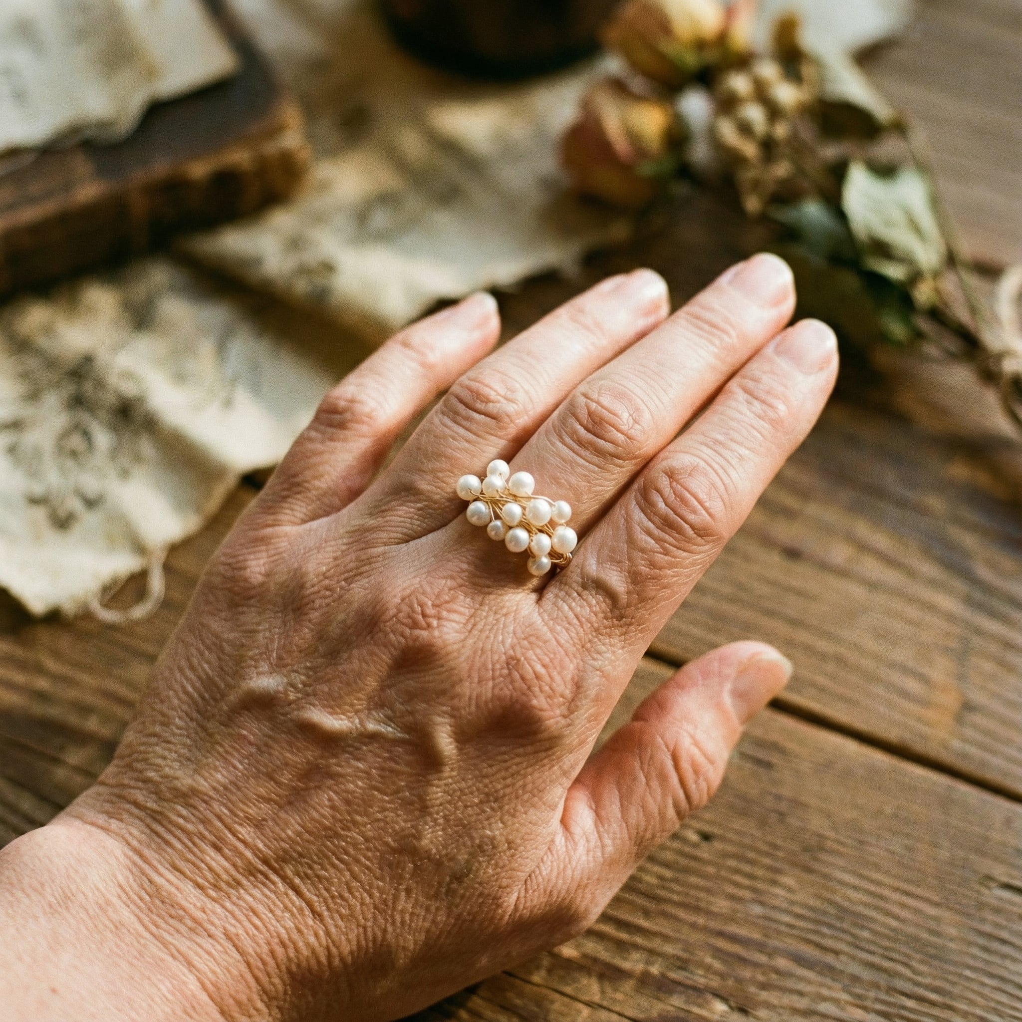 Vintage perle-rede-ring