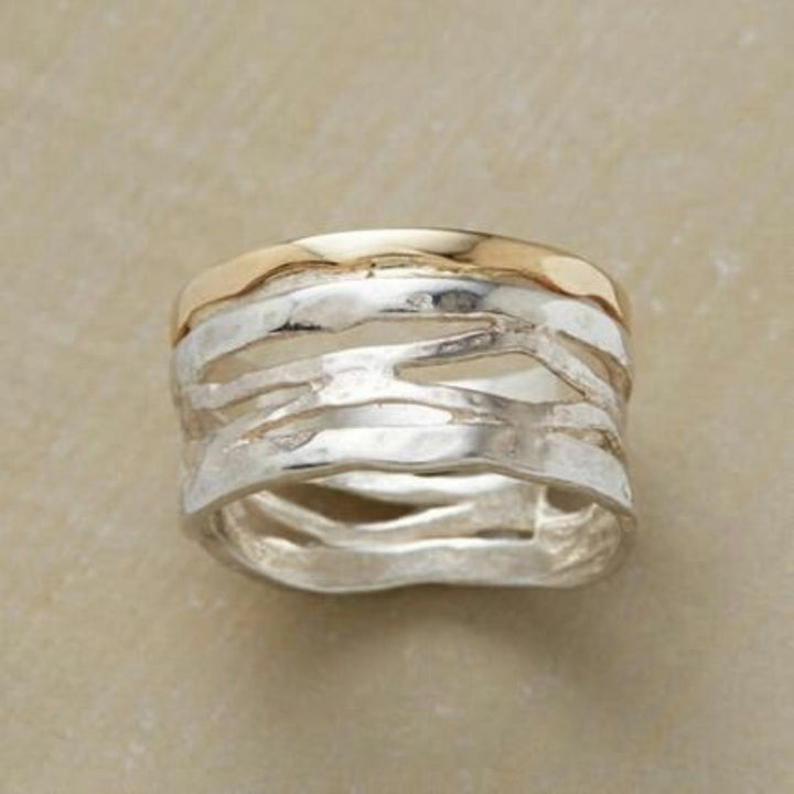 Vintage Oco-ring i guld og sølv