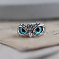 Anillo Ajustable Búho de la Buena Suerte en Plateado con Ópalo
