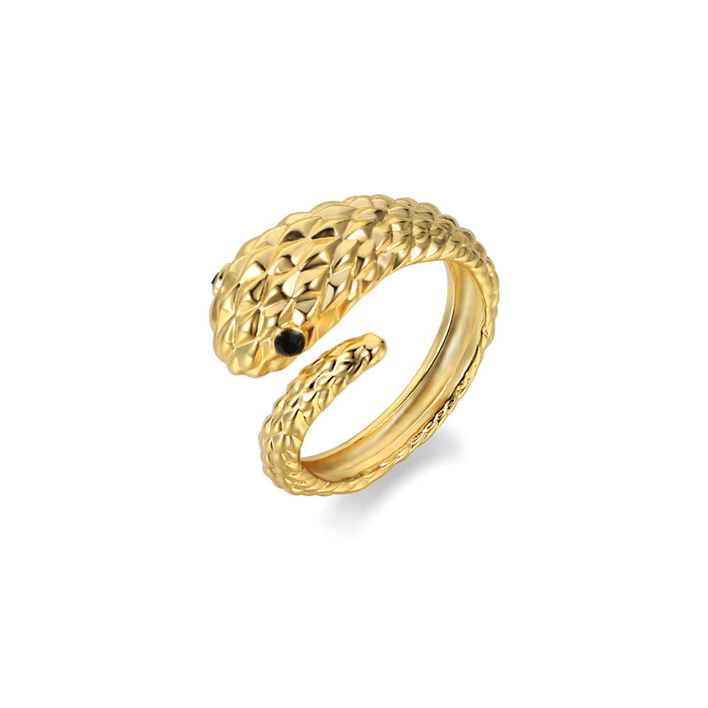Europæisk og amerikansk ringslangeformet kvindemode mode cool stil personlighedsdesign koldt mønster ins lille slangering almindelig ring
