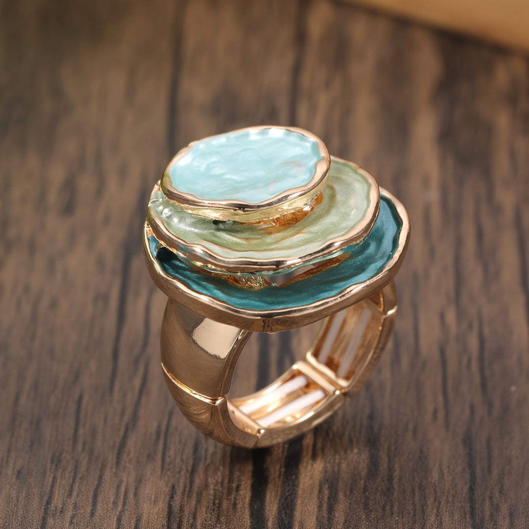 Boho Ring med Tre Lag Emalje