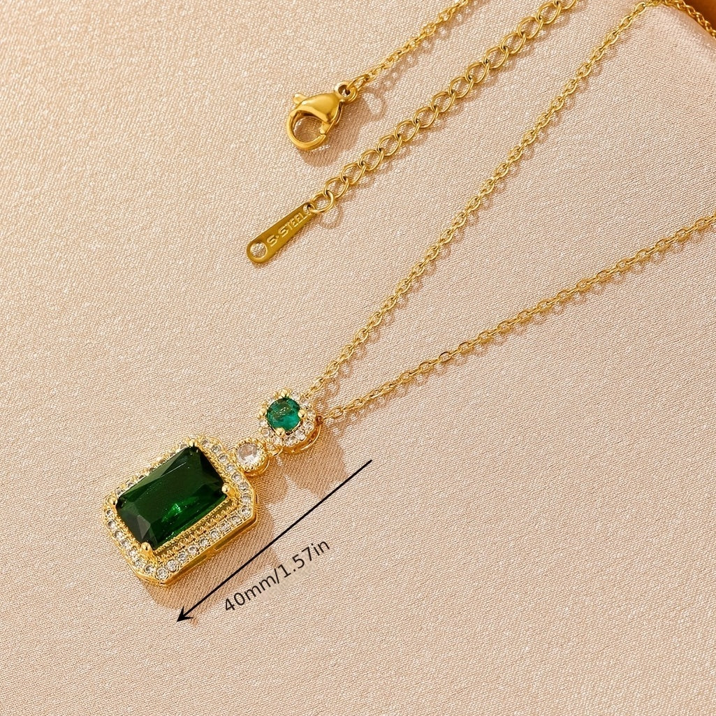 Vedhæng Greta med grøn diamant
