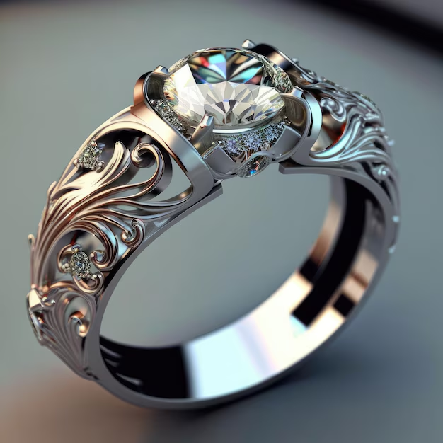 Ekzotični srebrn kristalni prstan