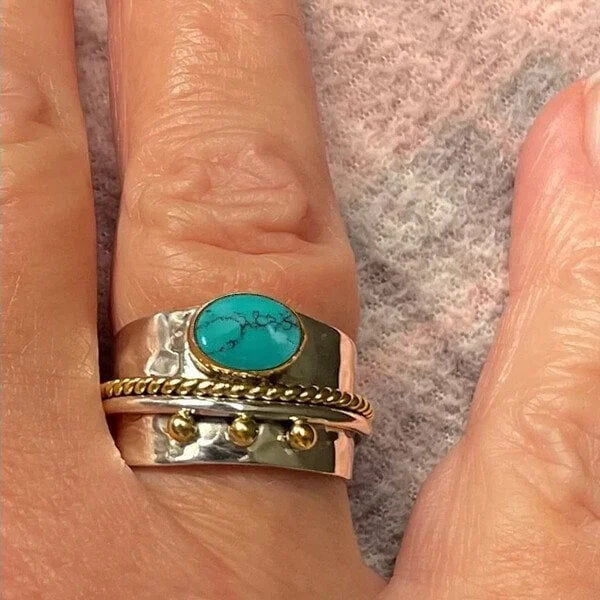 Anillo largo con turquesa