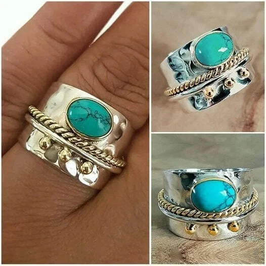 Anillo largo con turquesa