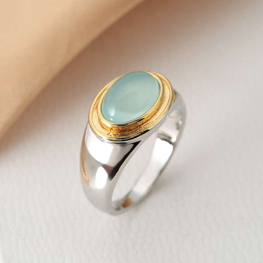 Vintage ring med grøn månesten