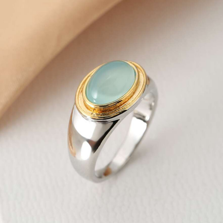 Vintage ring med grøn månesten