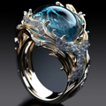 Anillo Vintage Cristal Oceánico