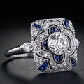 Anillo Vintage en Plateado con Zirconia Azul