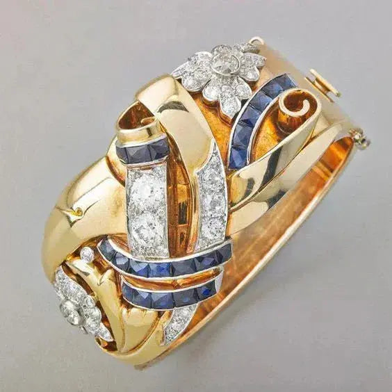 Vintage Guldring med Blå Zircon