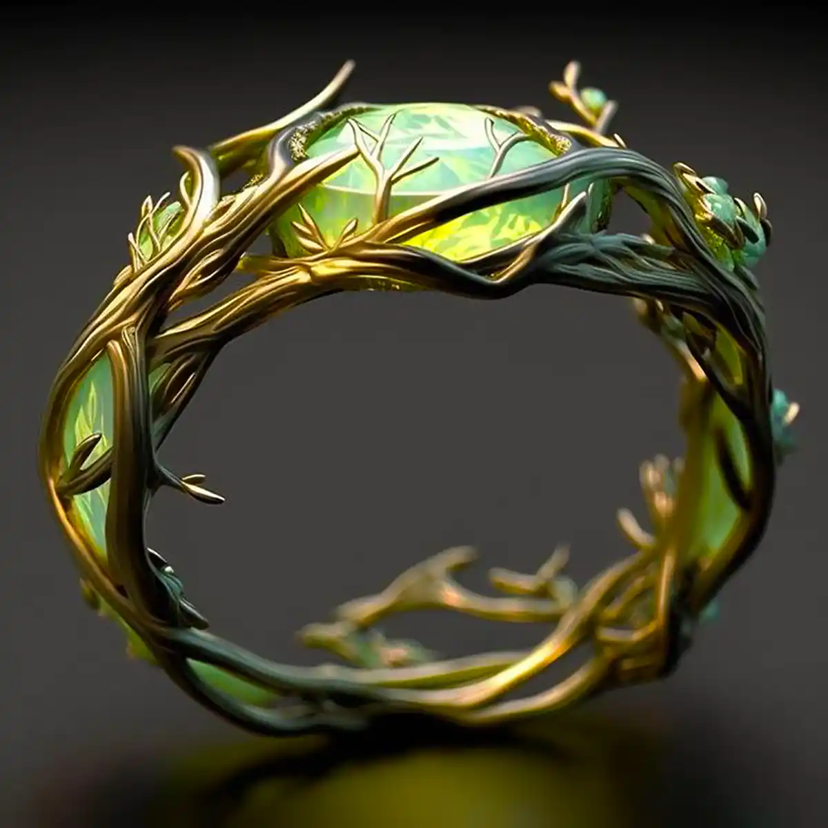 Naturlig Grøn Opal Ring